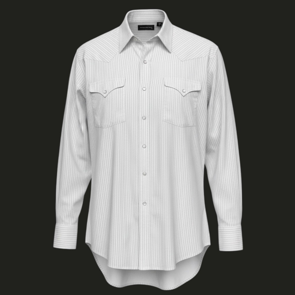 Panhandle Slim Pearl Snap Shirt Silver Stripes Western Mens  Sz LG 16.5 / 35